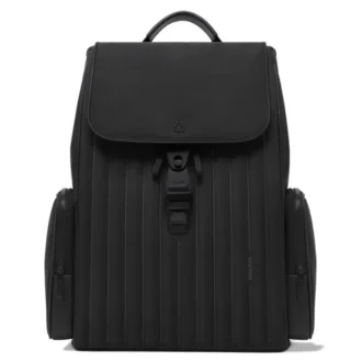 Grand sac à dos à rabat en nylon et cuir