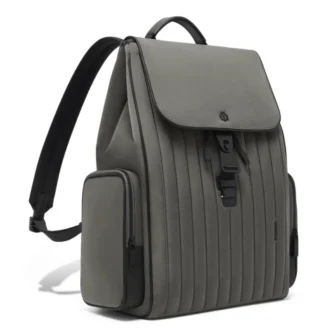 Grand sac à dos à rabat en nylon et cuir