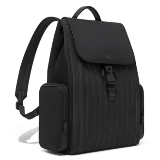 Grand sac à dos à rabat en nylon et cuir