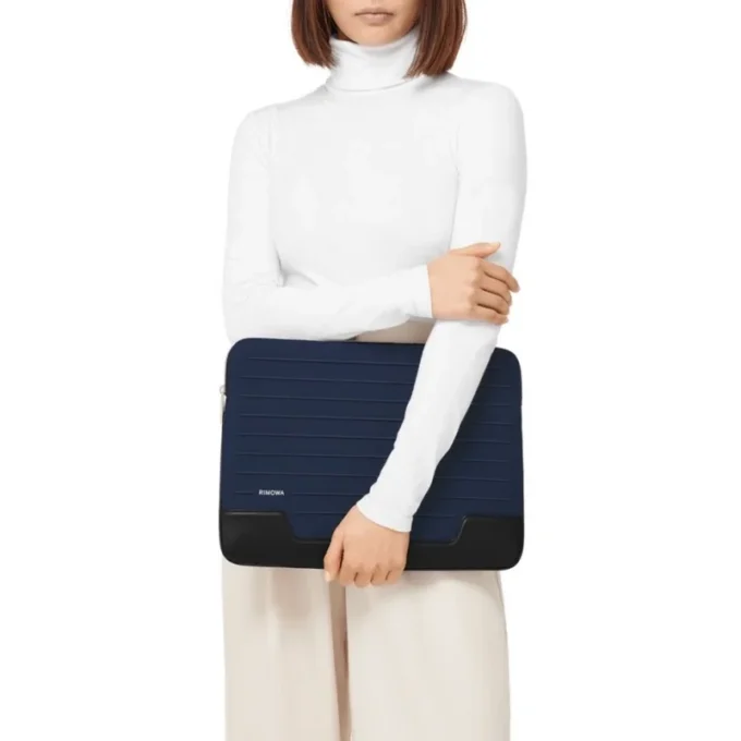 Pochette plate en cuir et toile Sac seau