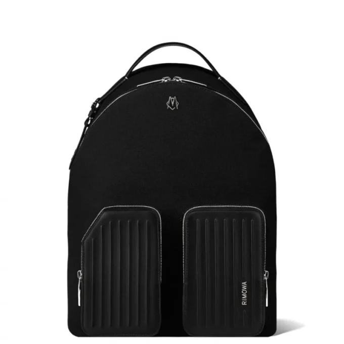 Sac à dos moyen en cuir et toile Sac à dos moyen en cuir et toile