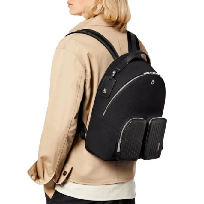 Sac à dos moyen en cuir et toile Sac à dos moyen en cuir et toile