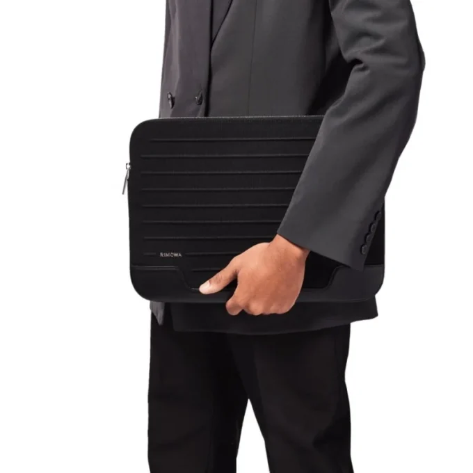 Sacoche plate pour ordinateur portable en cuir et toile Sac seau
