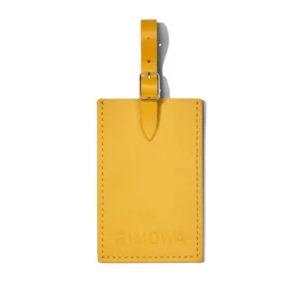 Étiquettes à bagages personnalisées en cuir jaune miel