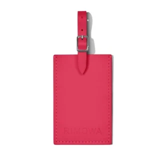 Étiquettes à bagages personnalisées en cuir rose orchidée