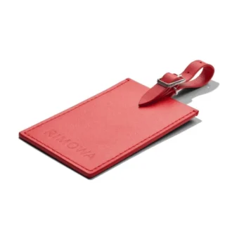Étiquettes à bagages personnalisées en cuir rouge paprika