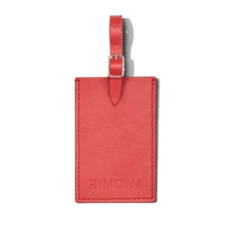 Étiquettes à bagages personnalisées en cuir rouge paprika